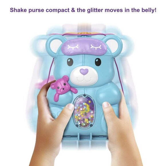 Polly Pocket Blue Teddy Bear Purse 12 Pop & Swap Pieces 2-in-One Playset Ages 4+ - Picture 4 of 6